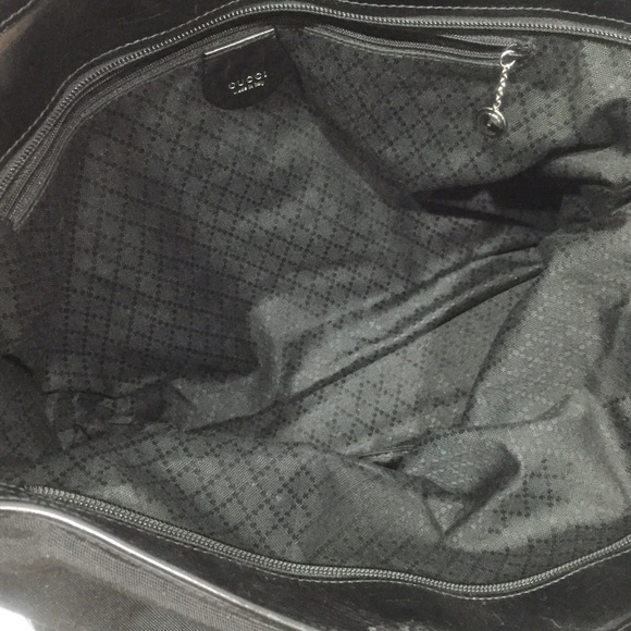 Gucci black nylon and leather large vintage shoulder tote bag - Picture 8 of 12